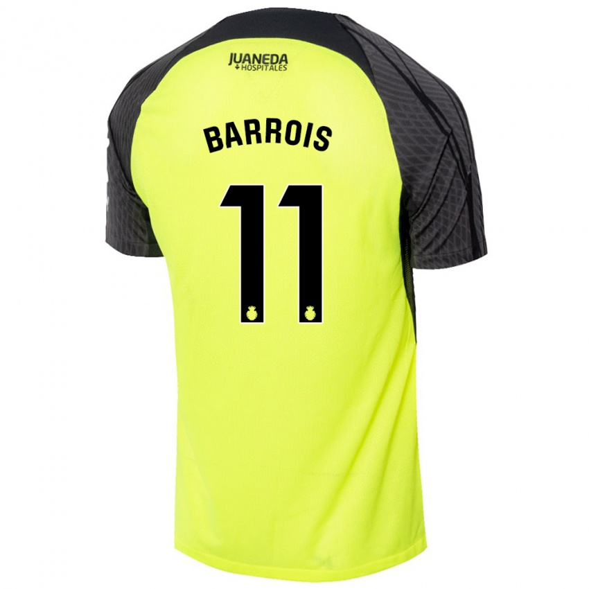 Bambino Maglia Eliott Barrois #11 Verde Fluorescente Nero Kit Gara Away 2024/25 Maglietta