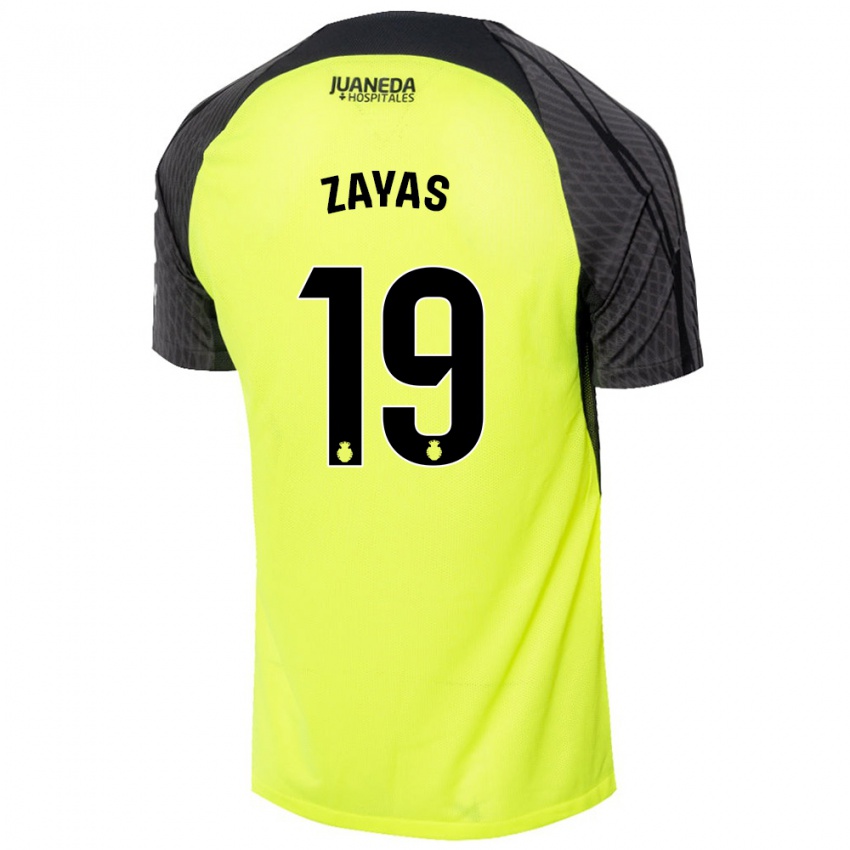 Bambino Maglia Yosmel Zayas #19 Verde Fluorescente Nero Kit Gara Away 2024/25 Maglietta