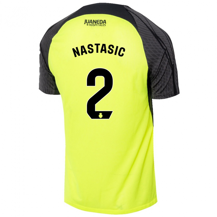 Bambino Maglia Matija Nastasic #2 Verde Fluorescente Nero Kit Gara Away 2024/25 Maglietta