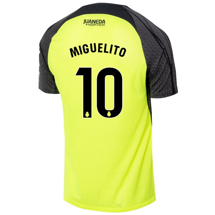 Bambino Maglia Miguelito #10 Verde Fluorescente Nero Kit Gara Away 2024/25 Maglietta