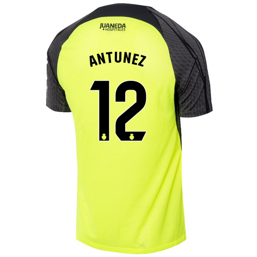 Bambino Maglia Yahir Antúnez #12 Verde Fluorescente Nero Kit Gara Away 2024/25 Maglietta