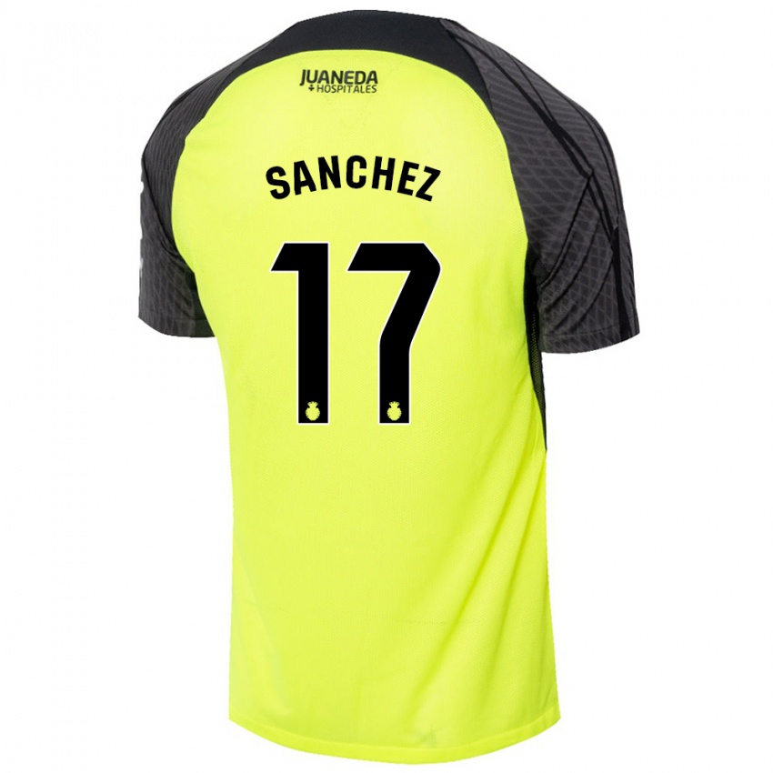 Bambino Maglia Avelino Sánchez #17 Verde Fluorescente Nero Kit Gara Away 2024/25 Maglietta