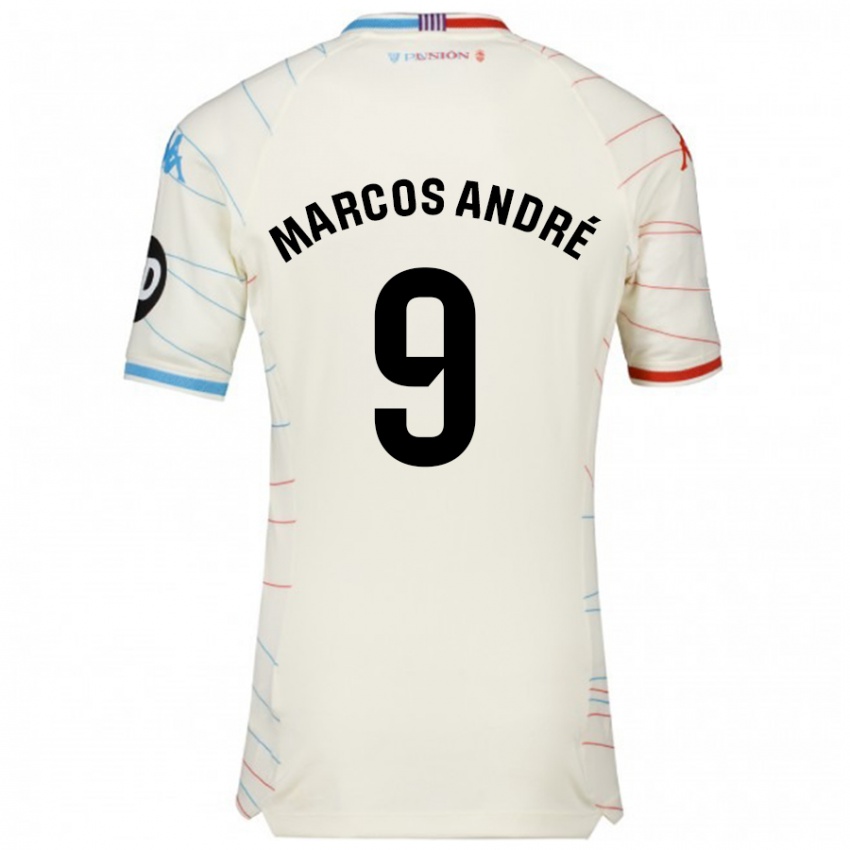 Bambino Maglia Marcos André #9 Bianco Rosso Blu Kit Gara Away 2024/25 Maglietta