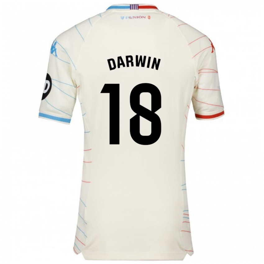 Bambino Maglia Darwin Machís #18 Bianco Rosso Blu Kit Gara Away 2024/25 Maglietta