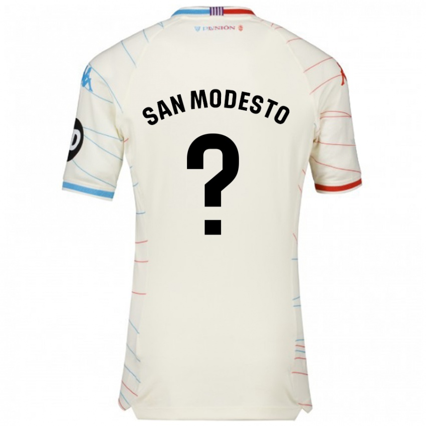 Bambino Maglia Hugo San Modesto #0 Bianco Rosso Blu Kit Gara Away 2024/25 Maglietta