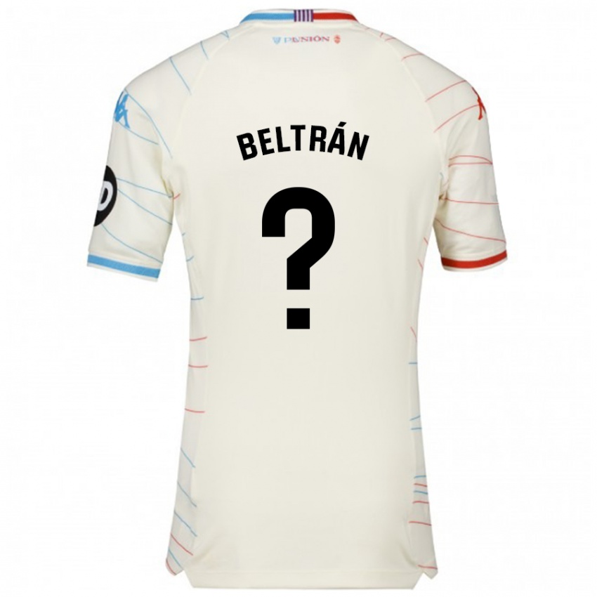 Bambino Maglia Marco Beltrán #0 Bianco Rosso Blu Kit Gara Away 2024/25 Maglietta