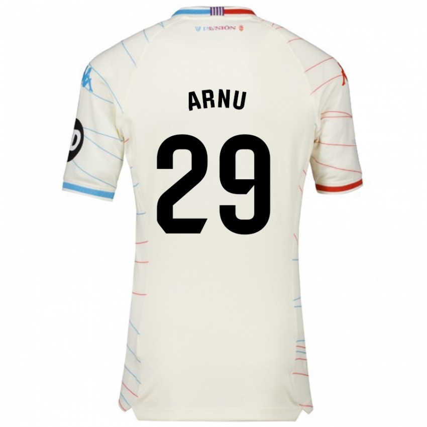 Bambino Maglia Adrián Arnu #29 Bianco Rosso Blu Kit Gara Away 2024/25 Maglietta