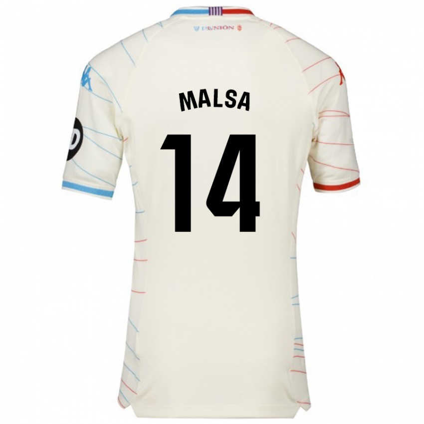 Bambino Maglia Mickaël Malsa #14 Bianco Rosso Blu Kit Gara Away 2024/25 Maglietta