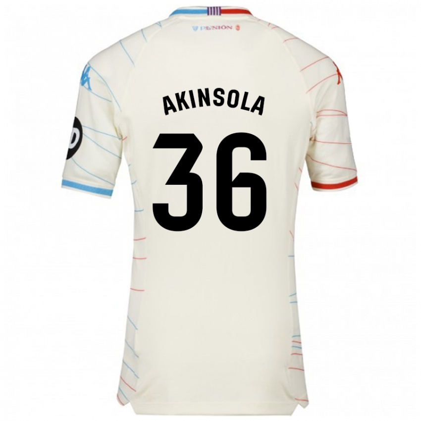 Bambino Maglia Tunde Akinsola #36 Bianco Rosso Blu Kit Gara Away 2024/25 Maglietta