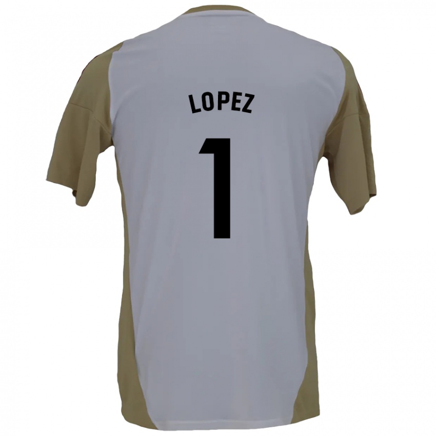 Bambino Maglia Luis López #1 Marrone Bianco Kit Gara Away 2024/25 Maglietta