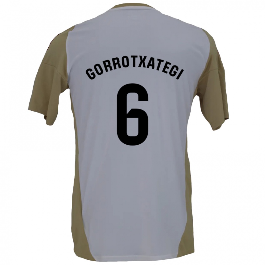 Bambino Maglia Jon Gorrotxategi #6 Marrone Bianco Kit Gara Away 2024/25 Maglietta