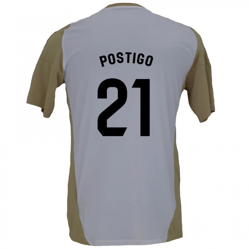 Bambino Maglia Sergio Postigo #21 Marrone Bianco Kit Gara Away 2024/25 Maglietta