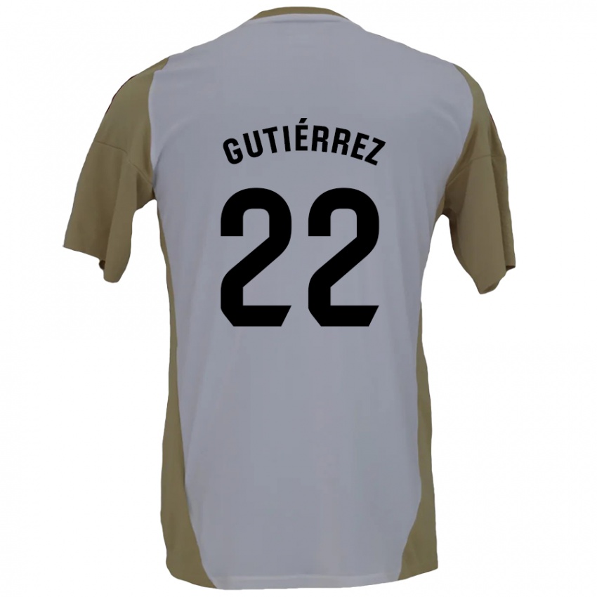 Bambino Maglia Juan Gutiérrez #22 Marrone Bianco Kit Gara Away 2024/25 Maglietta