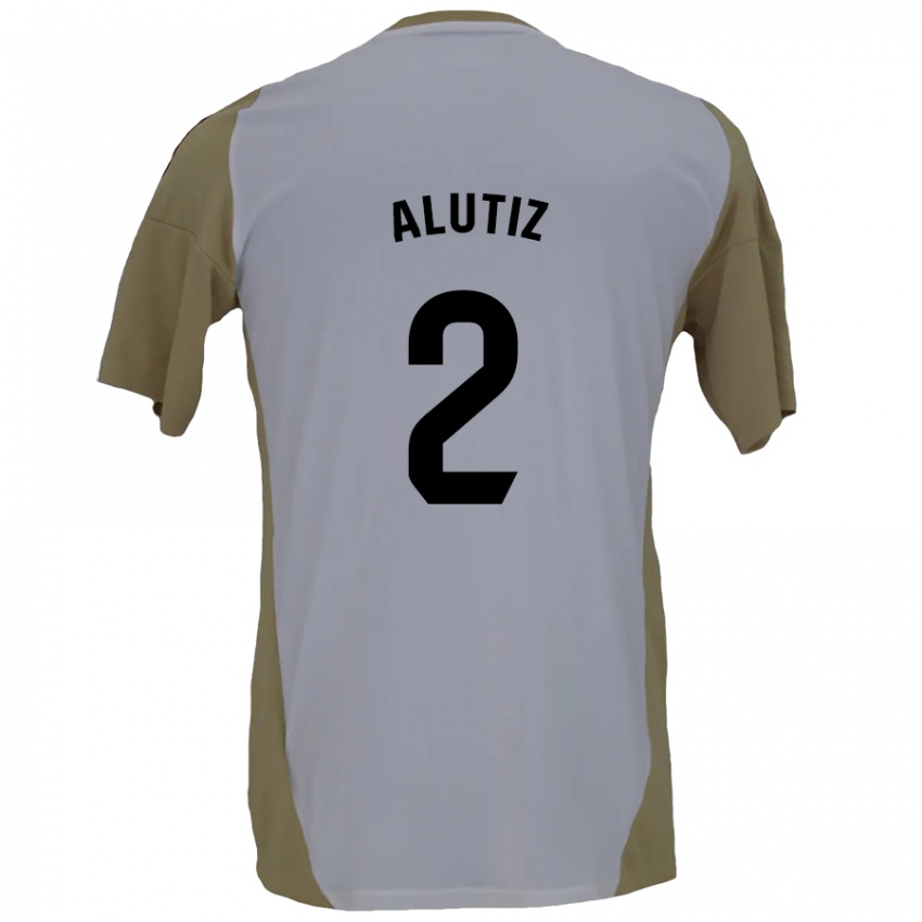 Bambino Maglia Hodei Alutiz #2 Marrone Bianco Kit Gara Away 2024/25 Maglietta