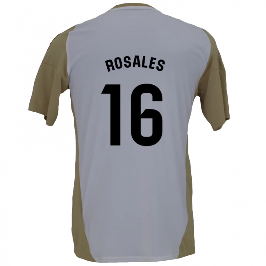 Bambino Maglia Diego Rosales #16 Marrone Bianco Kit Gara Away 2024/25 Maglietta