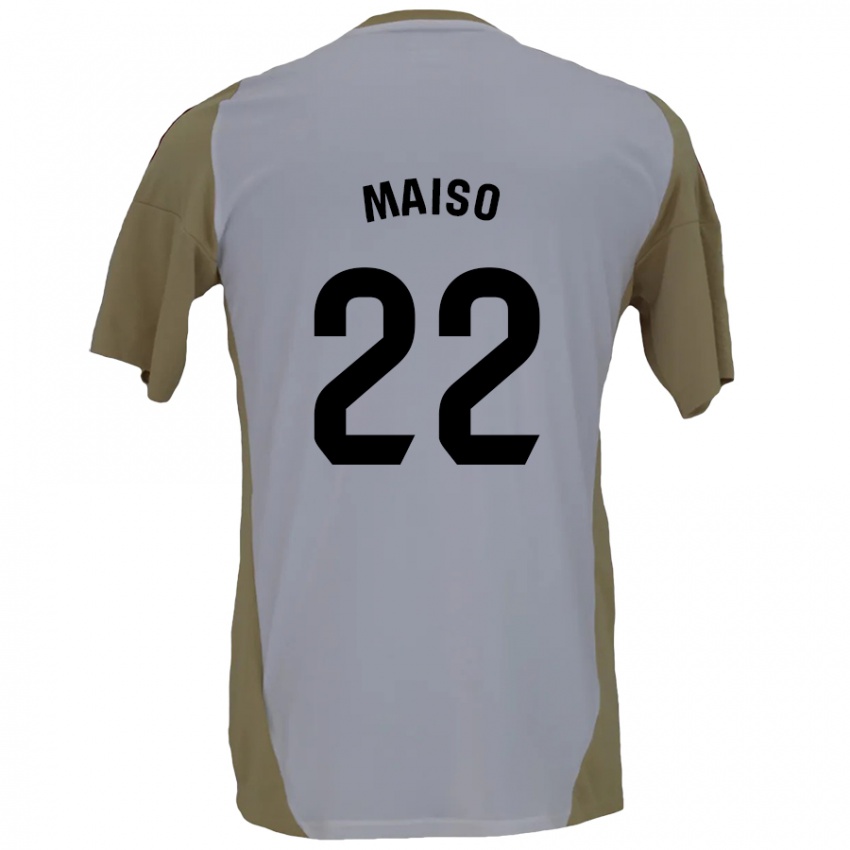 Bambino Maglia Álvaro Maiso #22 Marrone Bianco Kit Gara Away 2024/25 Maglietta