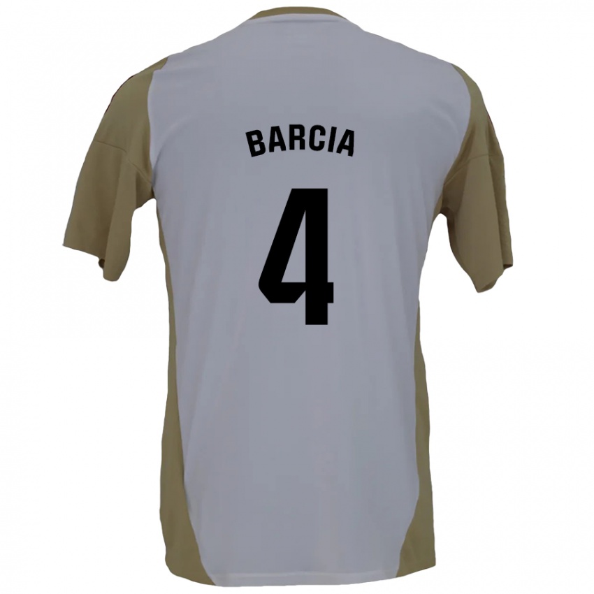 Bambino Maglia Sergio Barcia #4 Marrone Bianco Kit Gara Away 2024/25 Maglietta