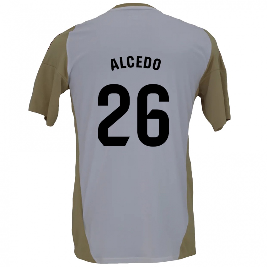 Bambino Maglia Juan María Alcedo #26 Marrone Bianco Kit Gara Away 2024/25 Maglietta