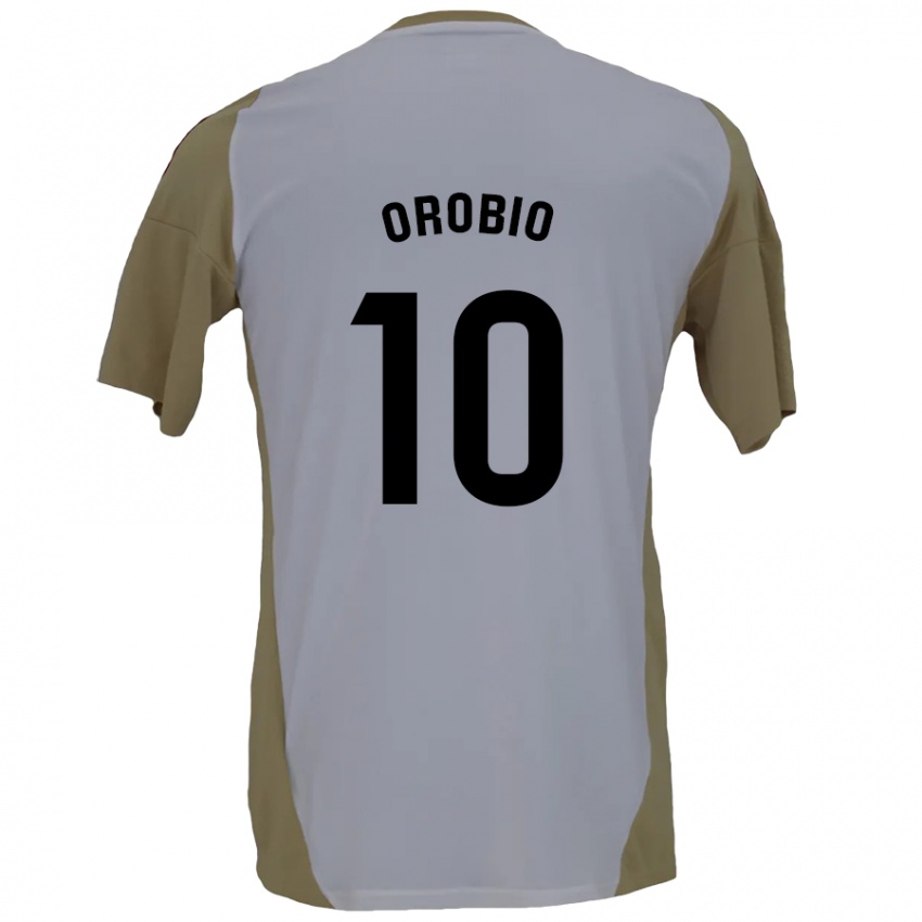 Bambino Maglia Ekhiotz Orobio #10 Marrone Bianco Kit Gara Away 2024/25 Maglietta