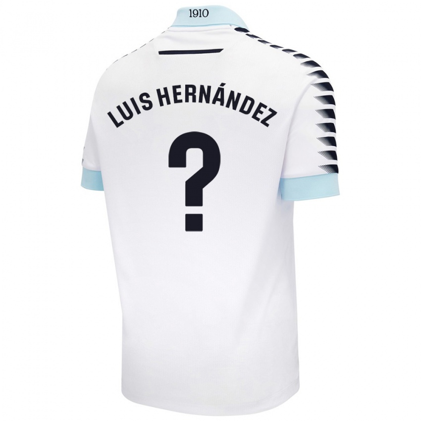 Bambino Maglia Luis Hernández #0 Bianco Blu Kit Gara Away 2024/25 Maglietta