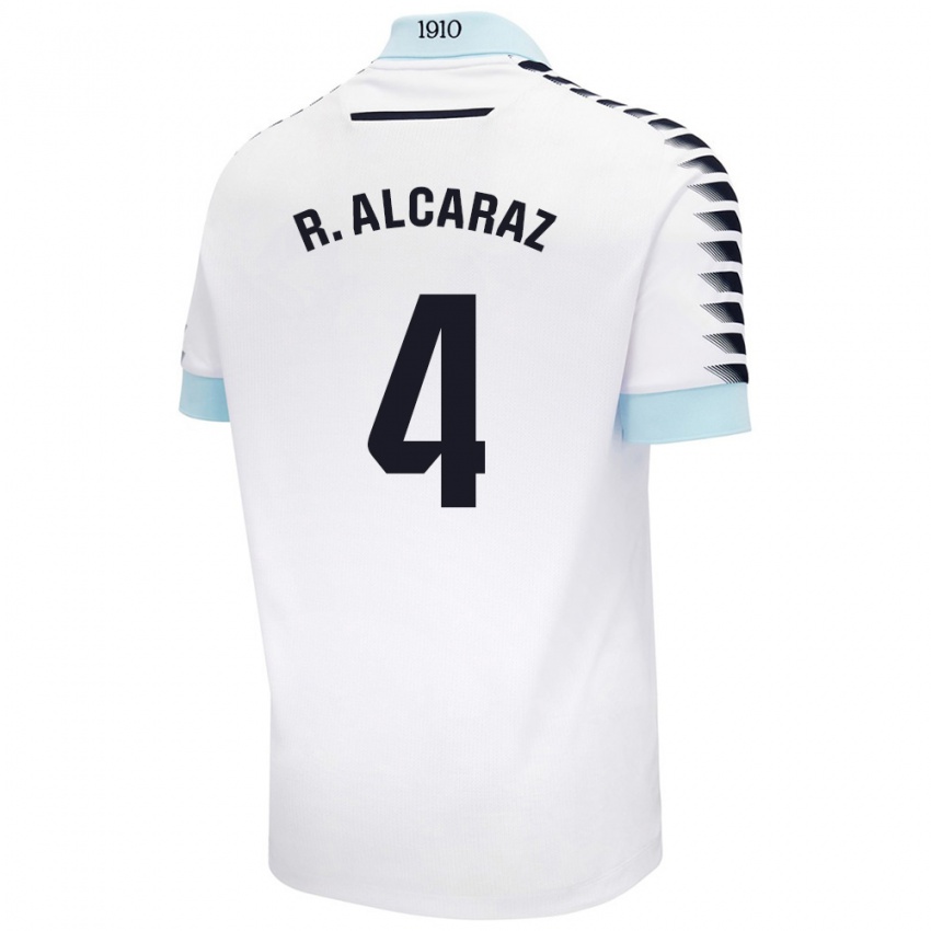 Bambino Maglia Rubén Alcaraz #4 Bianco Blu Kit Gara Away 2024/25 Maglietta