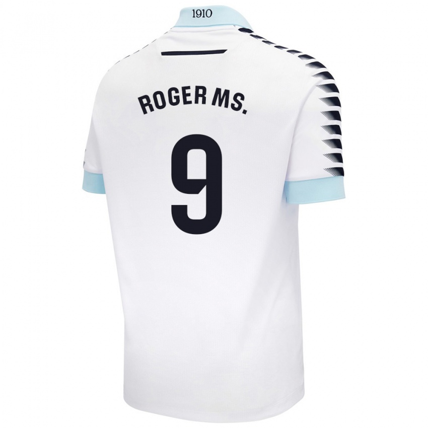 Bambino Maglia Roger Martí #9 Bianco Blu Kit Gara Away 2024/25 Maglietta