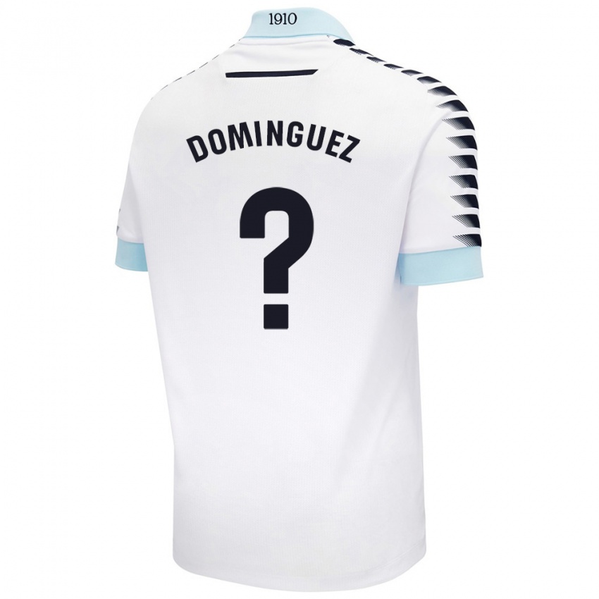 Bambino Maglia Rubén Domínguez #0 Bianco Blu Kit Gara Away 2024/25 Maglietta