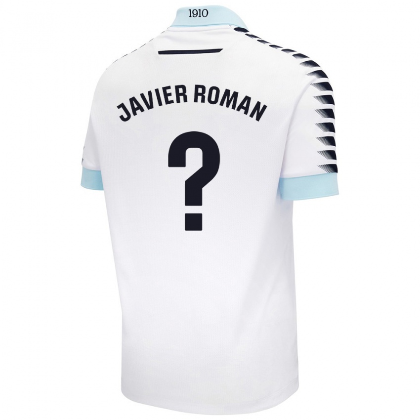 Bambino Maglia José Javier Román #0 Bianco Blu Kit Gara Away 2024/25 Maglietta