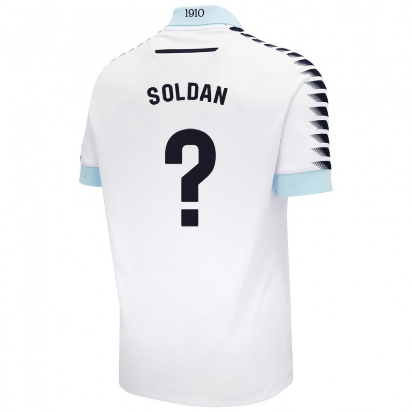 Bambino Maglia Iván Soldán #0 Bianco Blu Kit Gara Away 2024/25 Maglietta