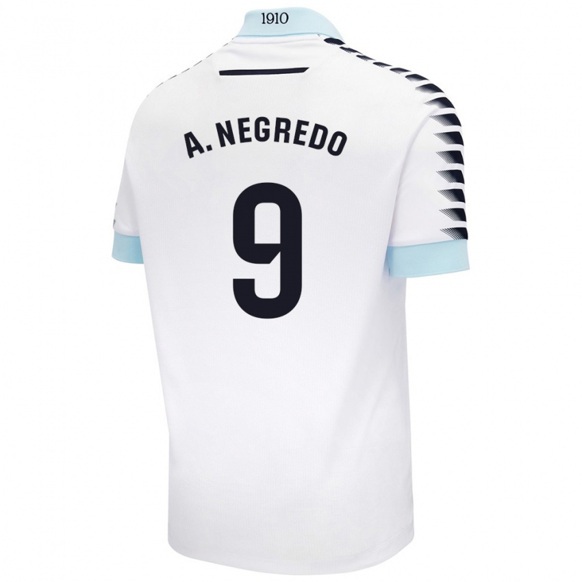 Bambino Maglia Álvaro Negredo #9 Bianco Blu Kit Gara Away 2024/25 Maglietta