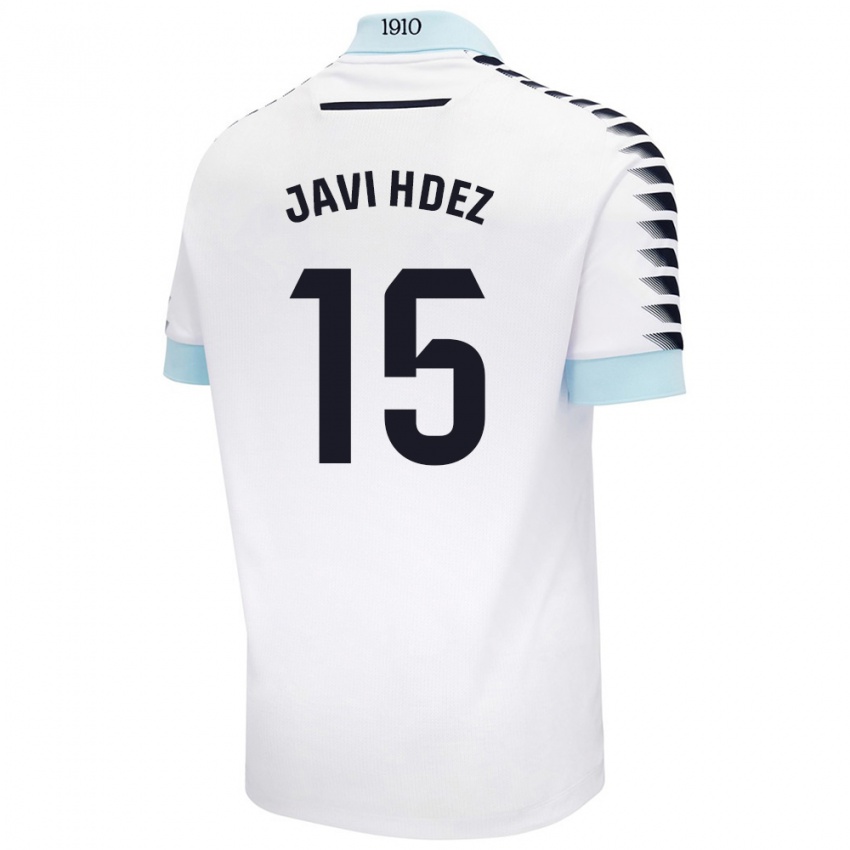 Bambino Maglia Javi Hernández #15 Bianco Blu Kit Gara Away 2024/25 Maglietta