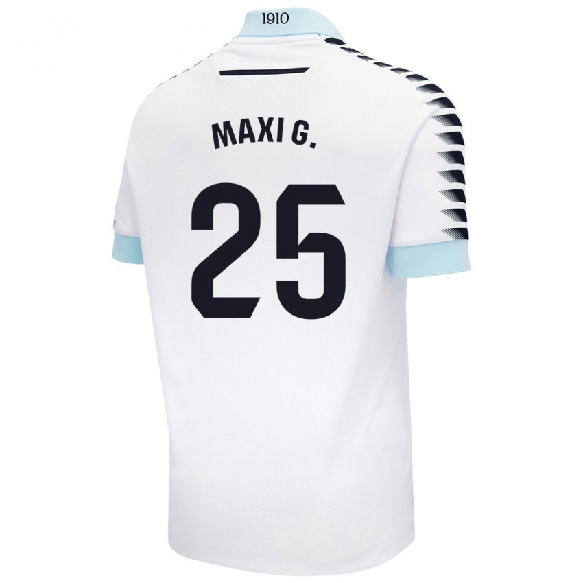 Bambino Maglia Maxi Gómez #25 Bianco Blu Kit Gara Away 2024/25 Maglietta