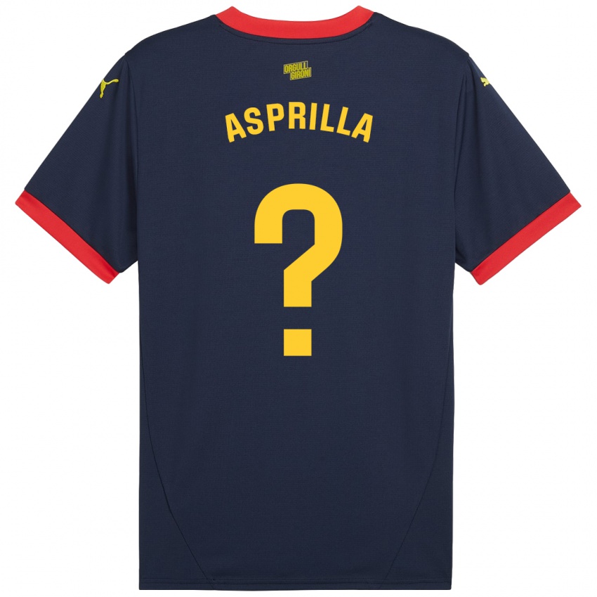 Bambino Maglia Yáser Asprilla #0 Rosso Navy Kit Gara Away 2024/25 Maglietta