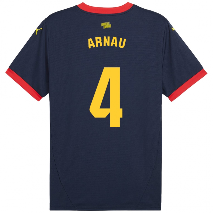 Bambino Maglia Arnau Martínez #4 Rosso Navy Kit Gara Away 2024/25 Maglietta