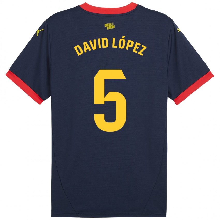 Bambino Maglia David López #5 Rosso Navy Kit Gara Away 2024/25 Maglietta