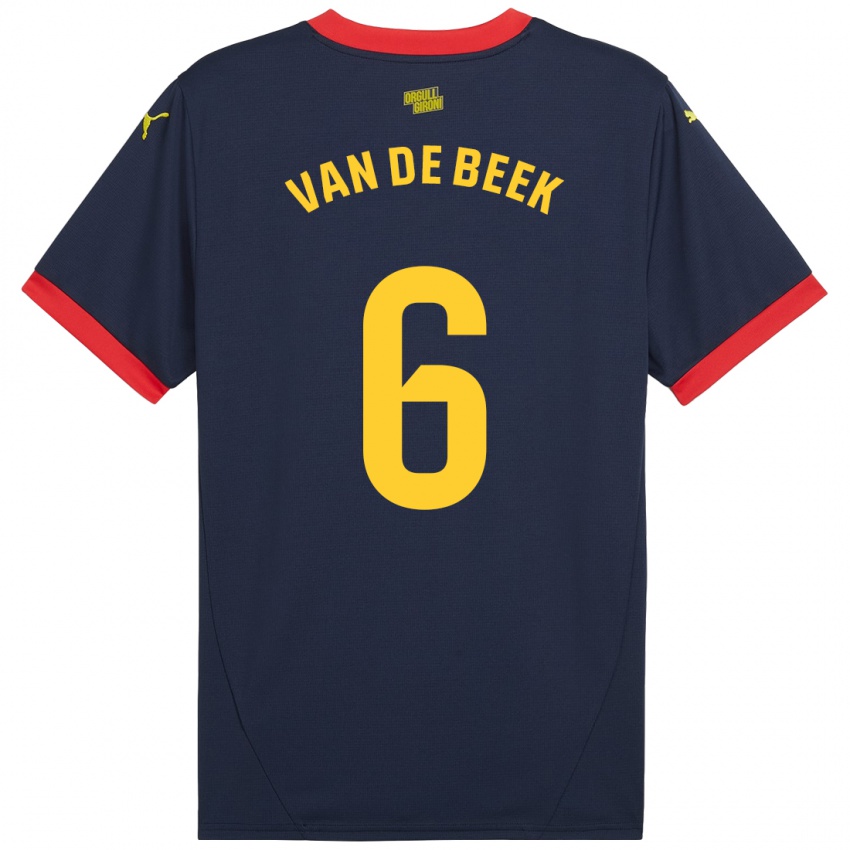 Bambino Maglia Donny Van De Beek #6 Rosso Navy Kit Gara Away 2024/25 Maglietta