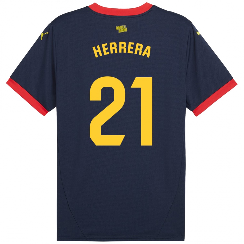 Bambino Maglia Yangel Herrera #21 Rosso Navy Kit Gara Away 2024/25 Maglietta