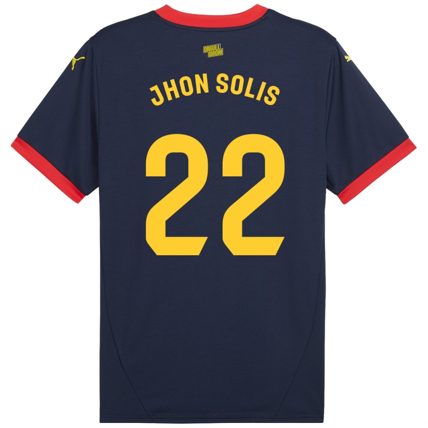 Bambino Maglia Jhon Solís #22 Rosso Navy Kit Gara Away 2024/25 Maglietta