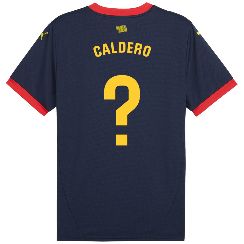 Bambino Maglia Nil Caldero #0 Rosso Navy Kit Gara Away 2024/25 Maglietta