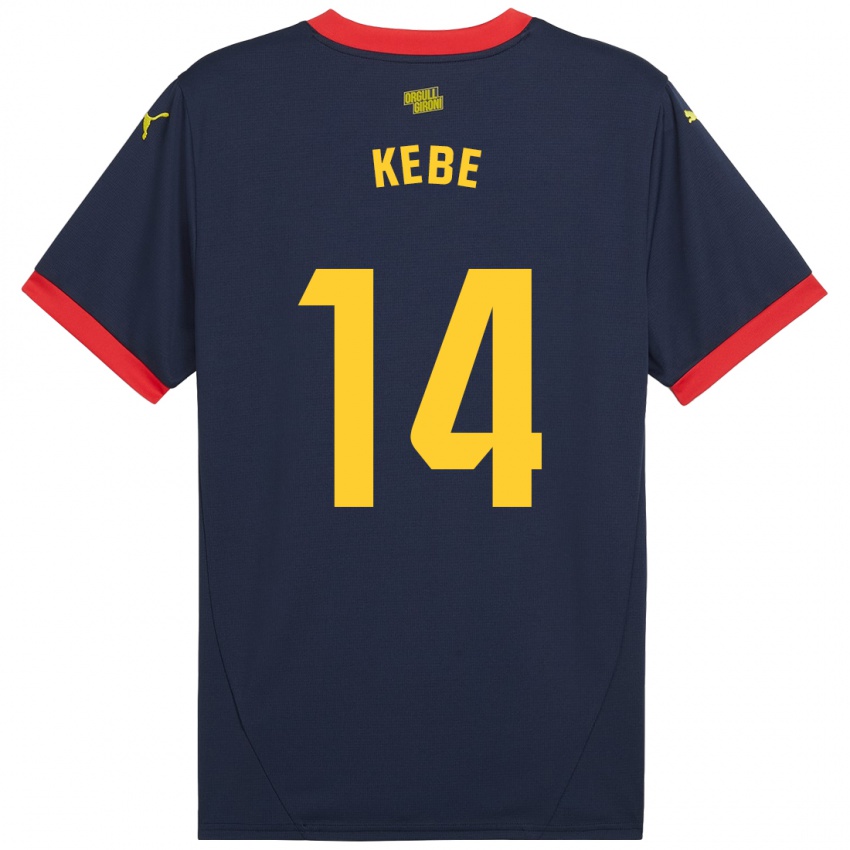 Bambino Maglia Moussa Kébé #14 Rosso Navy Kit Gara Away 2024/25 Maglietta