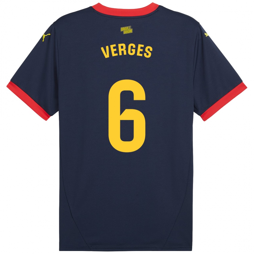 Bambino Maglia Mar Vergés #6 Rosso Navy Kit Gara Away 2024/25 Maglietta