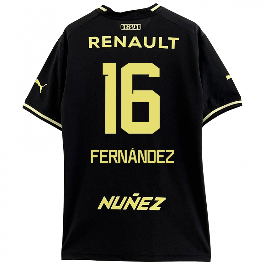 Bambino Maglia Adrián Fernández #16 Nero Giallo Kit Gara Away 2024/25 Maglietta