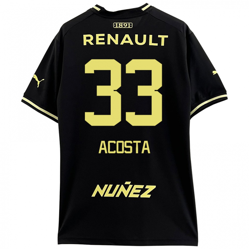 Bambino Maglia Nahuel Acosta #33 Nero Giallo Kit Gara Away 2024/25 Maglietta