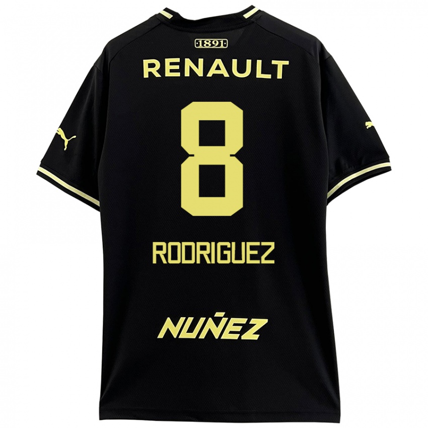 Bambino Maglia Sebastián Rodríguez #8 Nero Giallo Kit Gara Away 2024/25 Maglietta