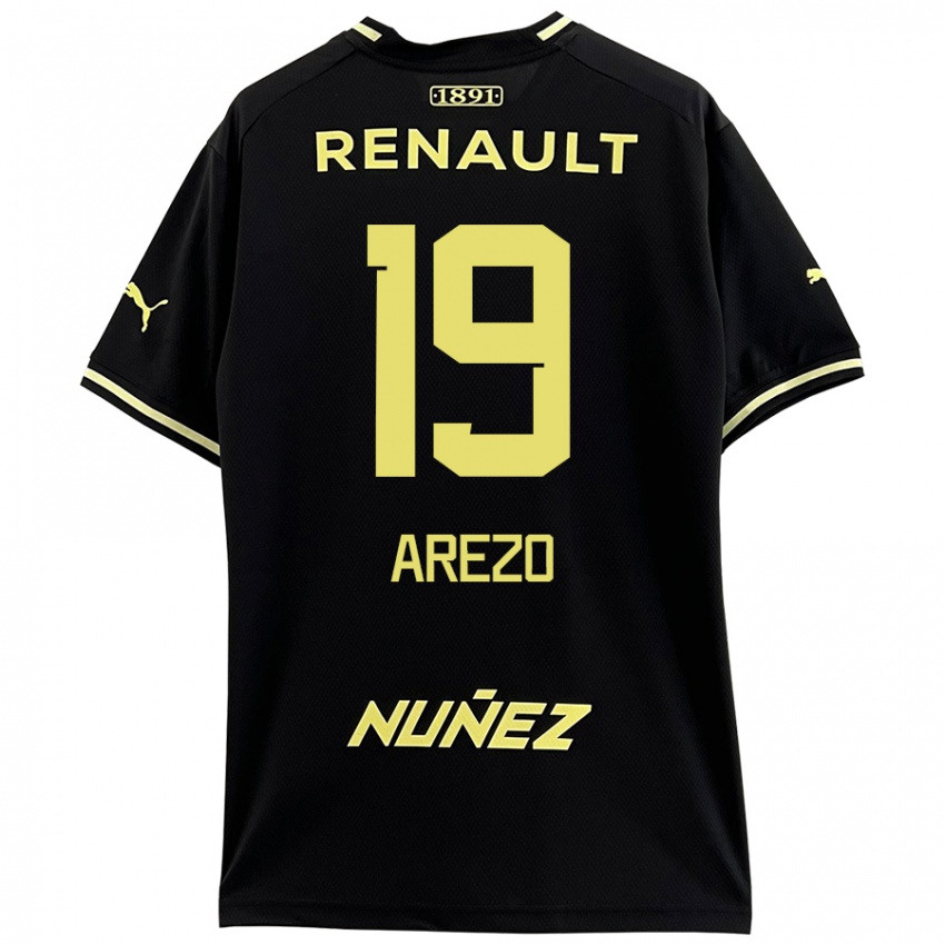 Bambino Maglia Matías Arezo #19 Nero Giallo Kit Gara Away 2024/25 Maglietta