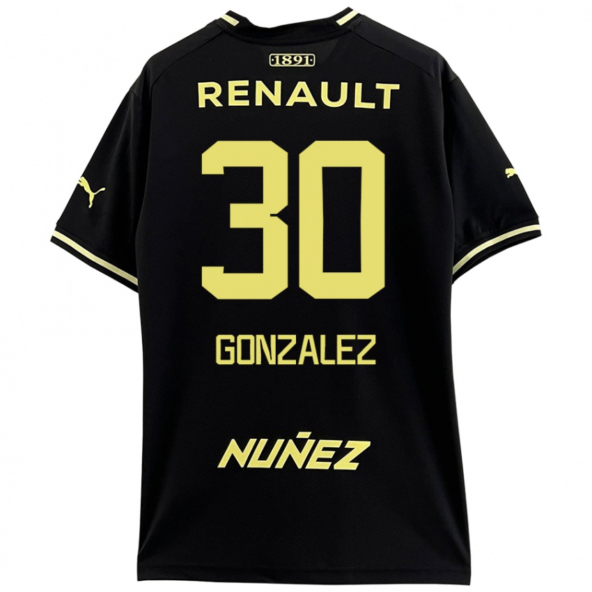 Bambino Maglia Ángel González #30 Nero Giallo Kit Gara Away 2024/25 Maglietta