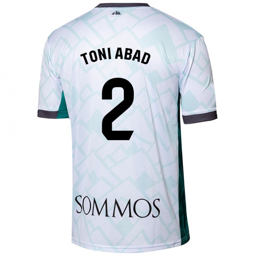 Bambino Maglia Toni Abad #2 Bianco Verde Kit Gara Away 2024/25 Maglietta