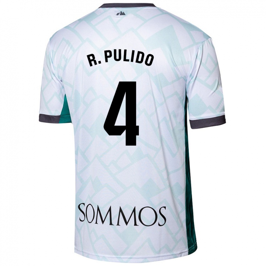 Bambino Maglia Rubén Pulido #4 Bianco Verde Kit Gara Away 2024/25 Maglietta