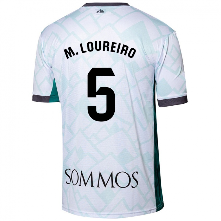 Bambino Maglia Miguel Loureiro #5 Bianco Verde Kit Gara Away 2024/25 Maglietta