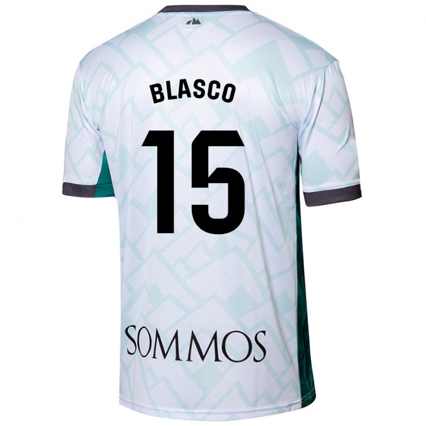 Bambino Maglia Jérémy Blasco #15 Bianco Verde Kit Gara Away 2024/25 Maglietta